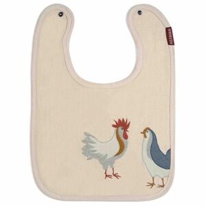 Milkbarn Infant Baby Appliqué Organic Linen Two-Layer Bib Chicken
